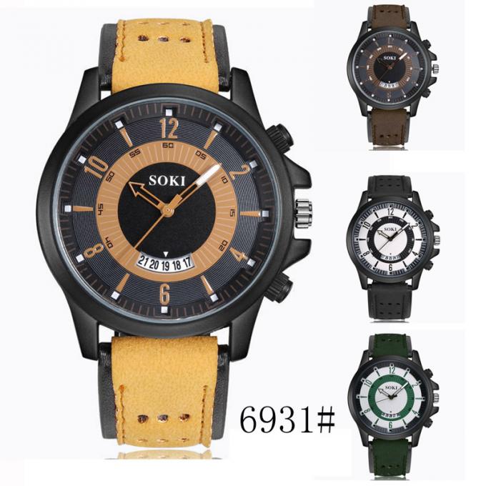 WJ-7126 Çin Wal-Joy İzle fabrika sıcak satış deri erkek saatı büyük yüz basit rahat saatı