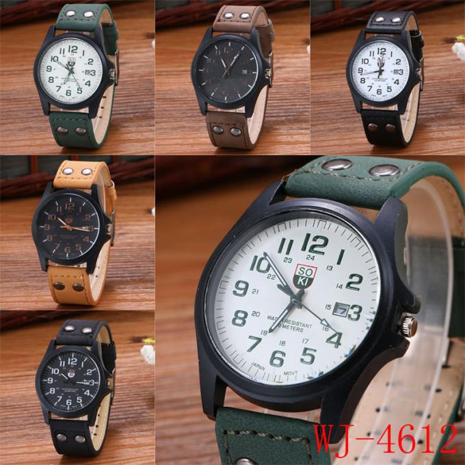 WJ-7126 Çin Wal-Joy İzle fabrika sıcak satış deri erkek saatı büyük yüz basit rahat saatı