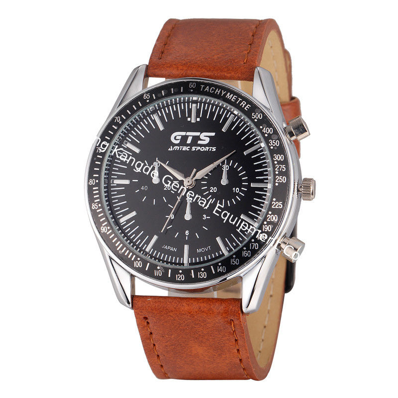 WJ-5434 newest hot sale GTS stylish stainless steel back leather band quartz men watch